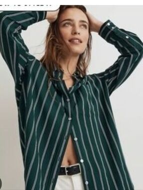 Madewell Oversize Satin Boyfriend Button-Up Shirt